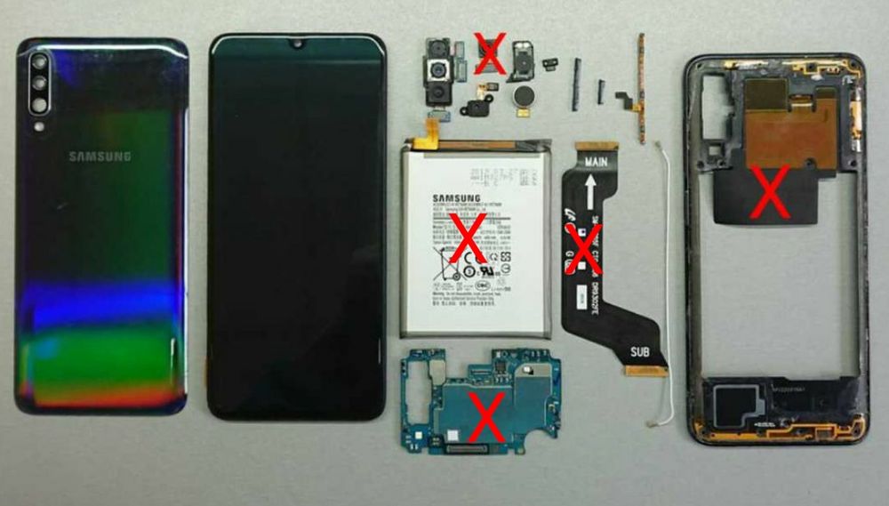 Samsung A70 2019 A705  Крышка Камера Вибро, Отпечаток, Антенна, Кнопки