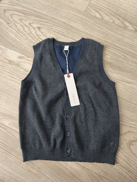 Sweterek bez rękawów, rozpinany- swetr  elegancki