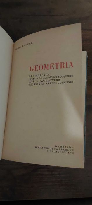 Geometria dla klasy 4 liceum M. Bryński 1974