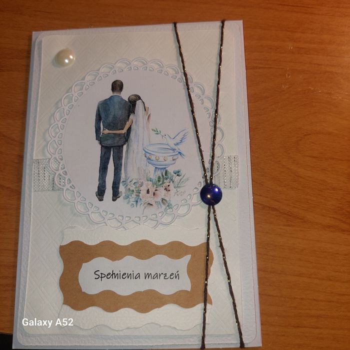 Kartka ślubna ręcznie robiona scrapbooking