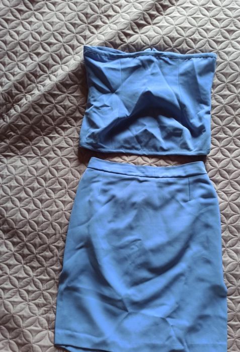 Vintage komplet zestaw top i spódnica mini viral denim Basic komplet c