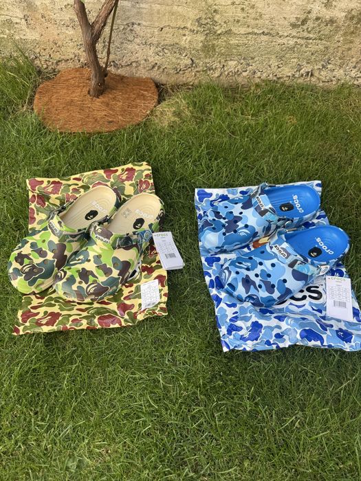 Crocs Bape крокси кроксы бейп синие сині blue зелені зеленые green тапки шлепки на лето