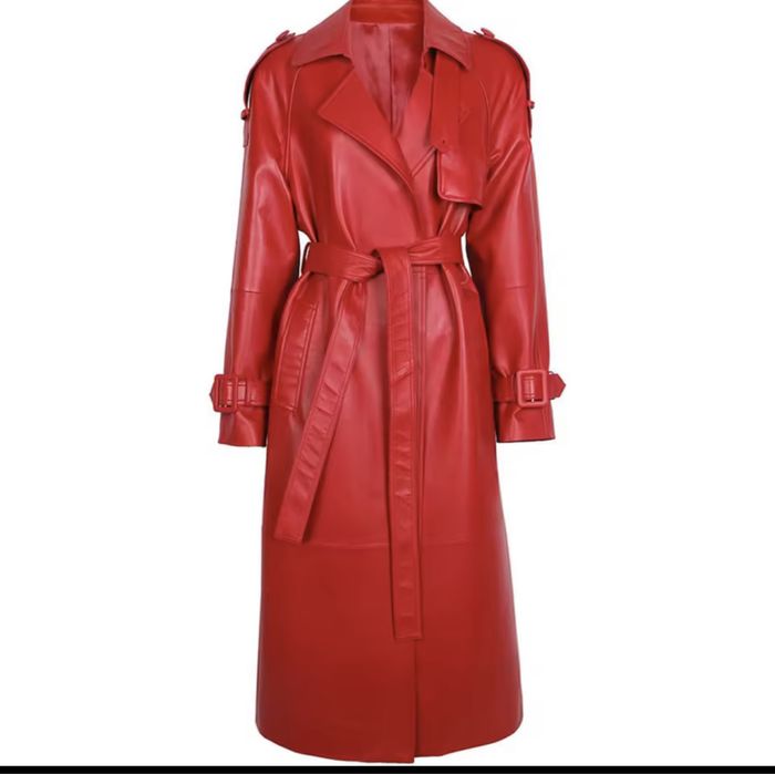 Kontantto plaszcz dlugi skorzany naturalny czerwien xs-3xl