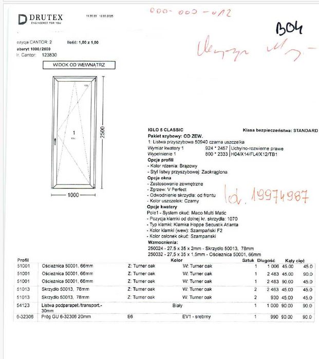 Okno DRUTEX Iglo 5 Classic– 1000 x 2500  Outlet – Transport Gratis B04