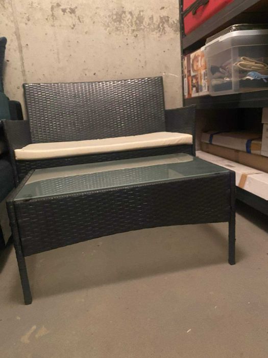 Tarasowy zestaw ogrodowy z poduszkami 1stolik 1 kanapa grafit Gdańsk