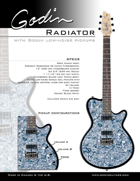 Gitara elektryczna Godin Radiator Black Onyx Palisander