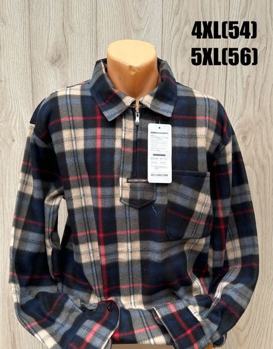 Тепла флісова сорочка в клітинку з замком 48 50 54 56 фліс зима