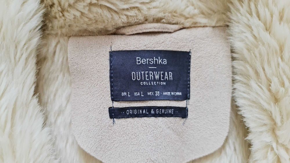 Bershka płaszcz kożuch futerko kolor ecru  rozmiar 38 L