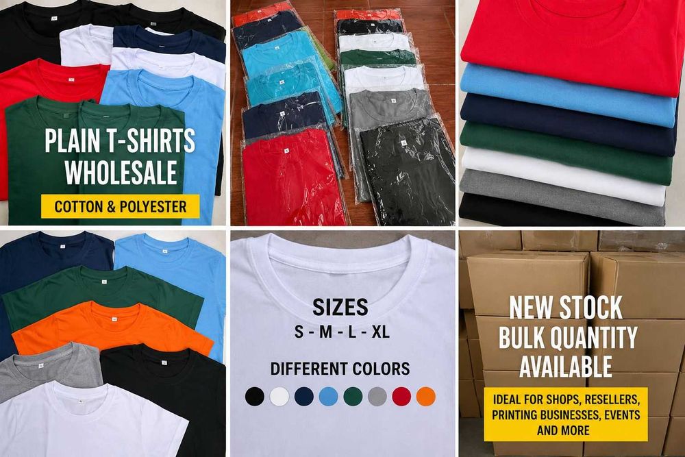T-Shirts Lisas Algodão+Poliester – Venda por Atacado | Múltiplas Cores e Tamanhos | Lisboa