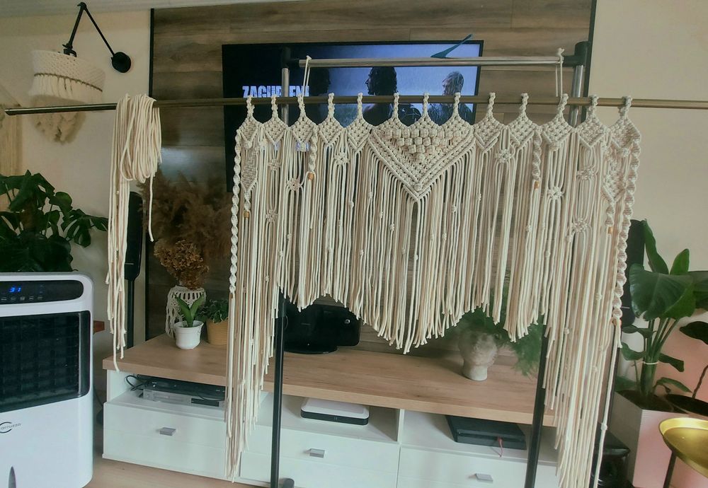 Firanka makramowa rękodzieło zasłona firana