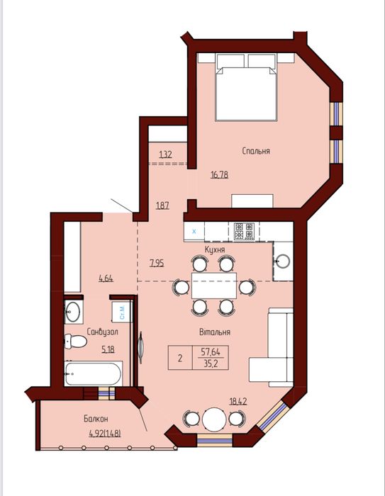 1-кімнатна квартира за адресою вул. Китобійна (площа 61 м²) - Atlanta.ua - фото 7