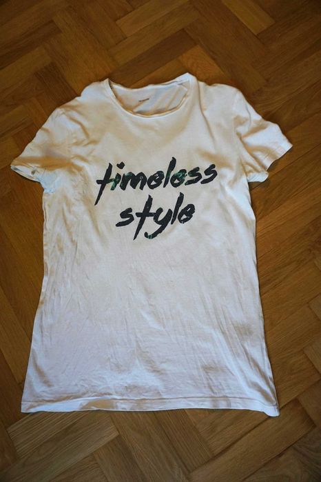 Biały T-shirt koszulka Tezenis Timeless Style prosty basic unisex M 38