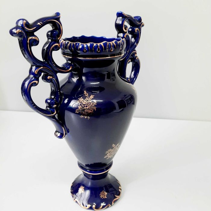 Jarra decorativa vintage Alcobaça/Portugal/ELPA. Porcelana cobalto