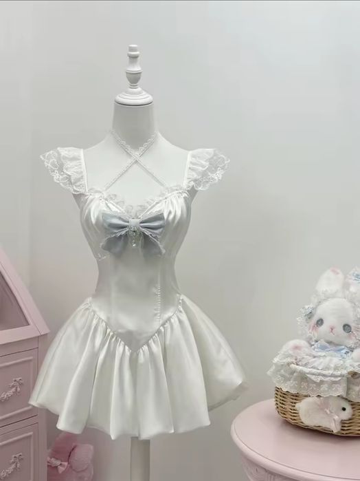 Sukienka mini z kokardą lolita harajuku cos