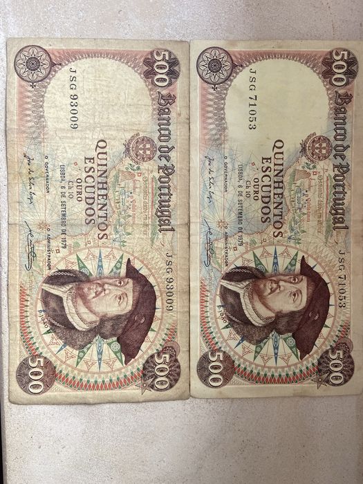 2 Notas 500 Escudos 1979