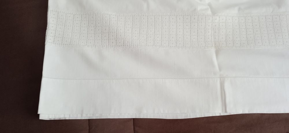 Lençol linho branco bordado