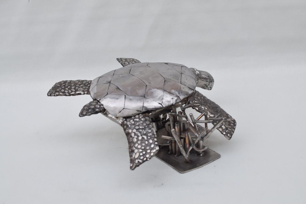 (под заказ)скульптура морской черепахи из нерж стали руч работы