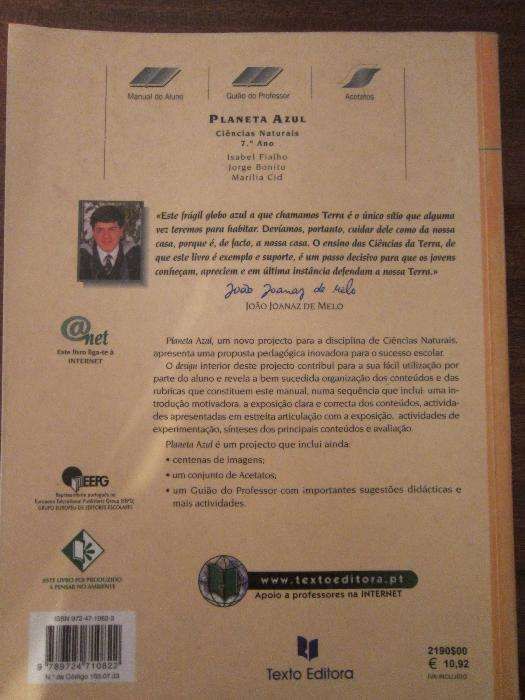 Ciências Naturais Planeta Azul 7 Texto Editora - Isabel Fialho, Jorge