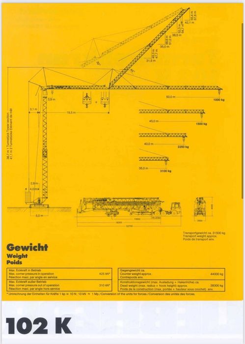 Будівельний баштовий кран Liebherr 102K