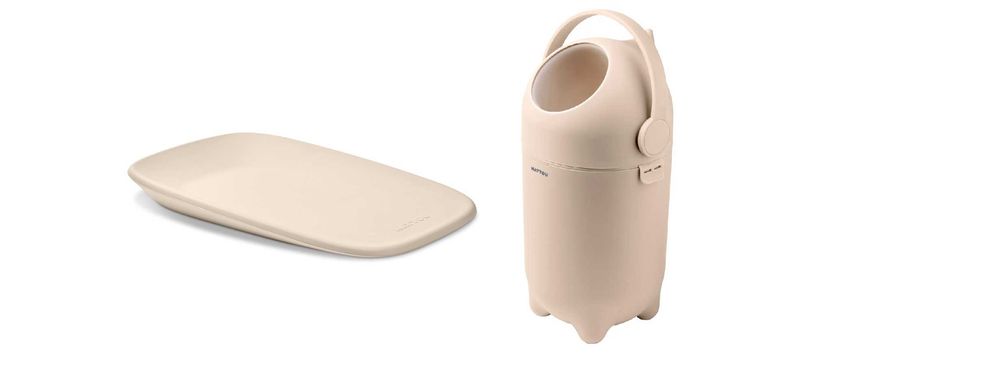 Mata Softy Nattou do przewijania + Kosz na pieluchy ZESTAW Beżowy