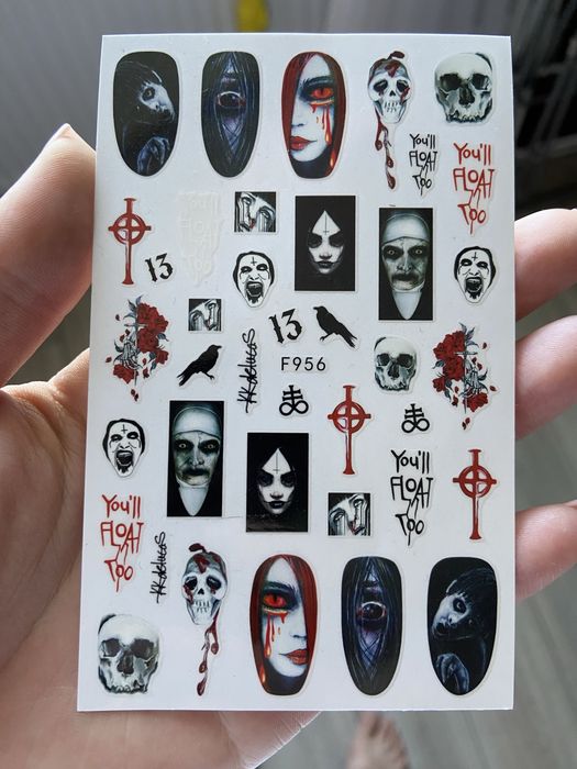 Наклейки для нігтів. Дизайн. Хеловін. Гелеві