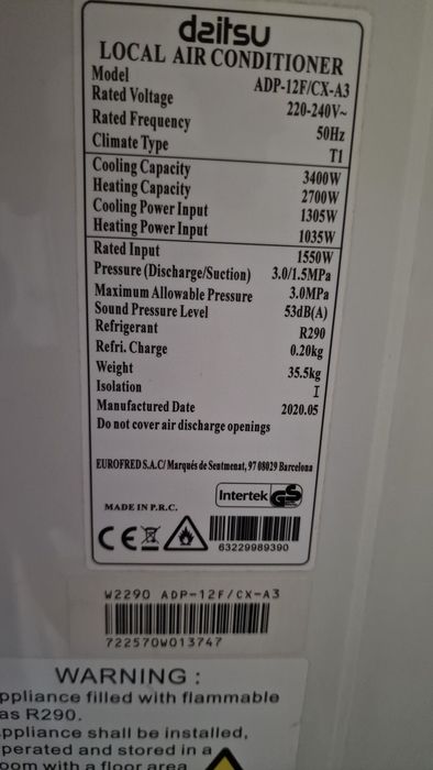 Ar condicionado portátil daitsu apd12f