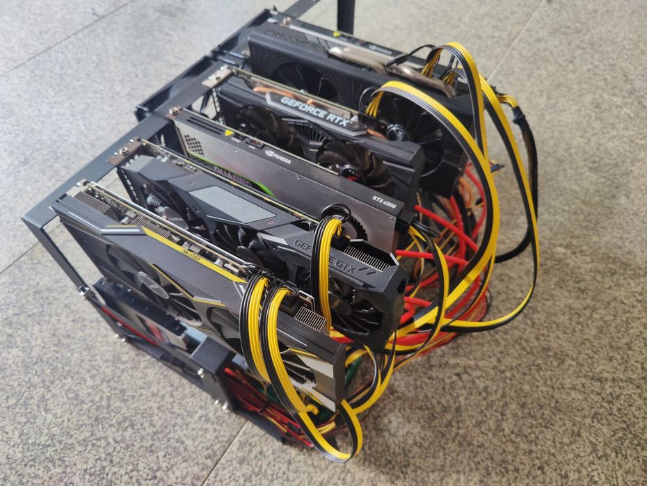 Mining rig 5GPUs 170MHs (rx 5700xt, rtx 2060, rtx 4000, rx 570)