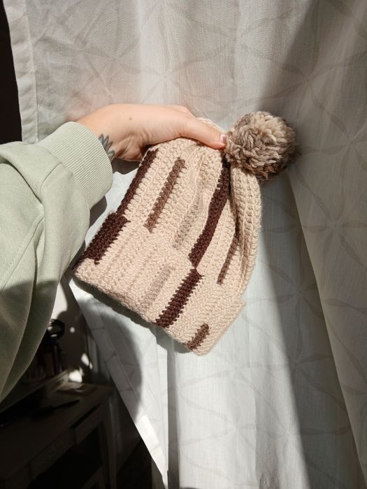 Wełniana czapka 100% wełna wool handmade