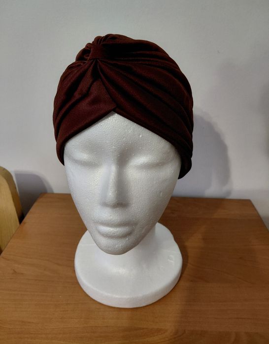 Turban onkologiczny chustka czapka nowy brązowy po chemioterapii