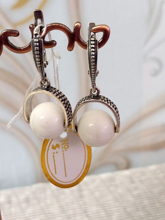 Серебро-серьги с натуральными камнями