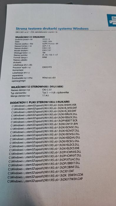 Drukarka OKI C 301 dn używana do przeserwisowania