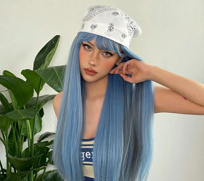 Peruca Azul Cinza