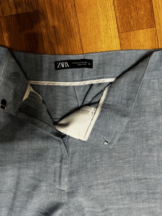 Блакитний льняний костюм Zara