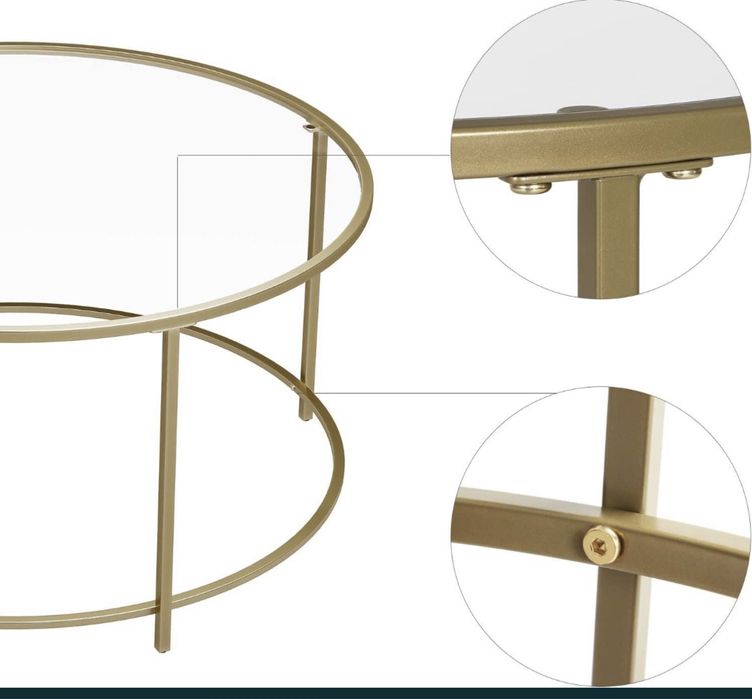 Okrągły złoty stolik