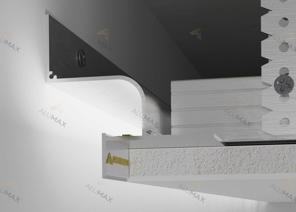 Теневой профиль шов. Парящий потолок. Карниз