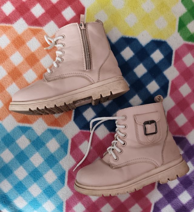 Botki z kieszonką, ocieplane dziewczęcze r. 30 kozaczki pudrowy róż