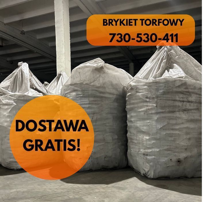 Brykiet torfowy paleta- paczkowany, big-bag, DOSTAWA GRATIS
