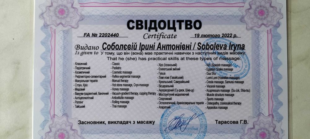 Масаж. Шевченківський район
