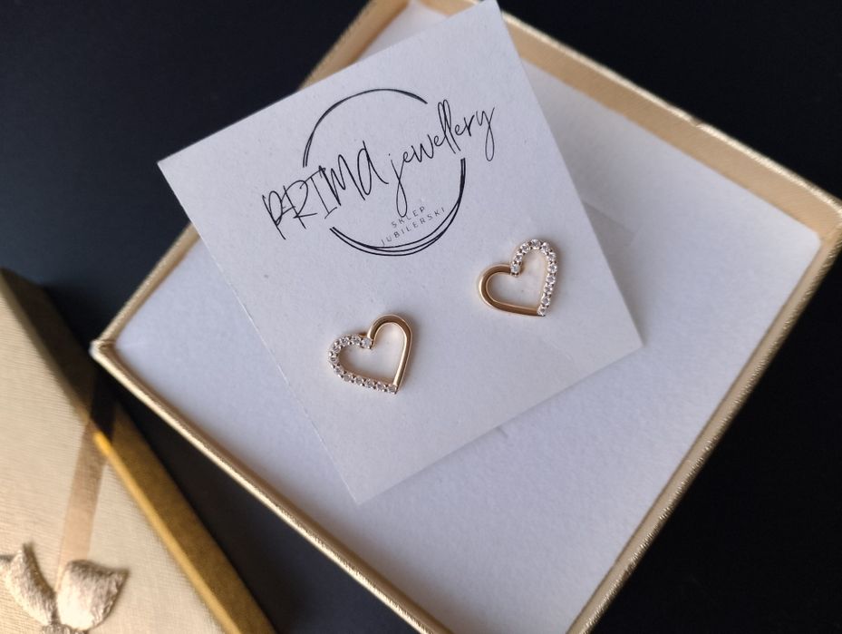 Kolczyki serduszka pozłacane srebro 925