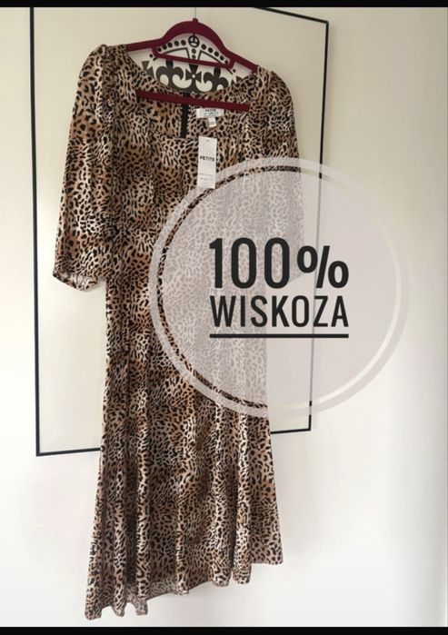 Sukienka animal print, leopard, 38, Petit, wiskoza