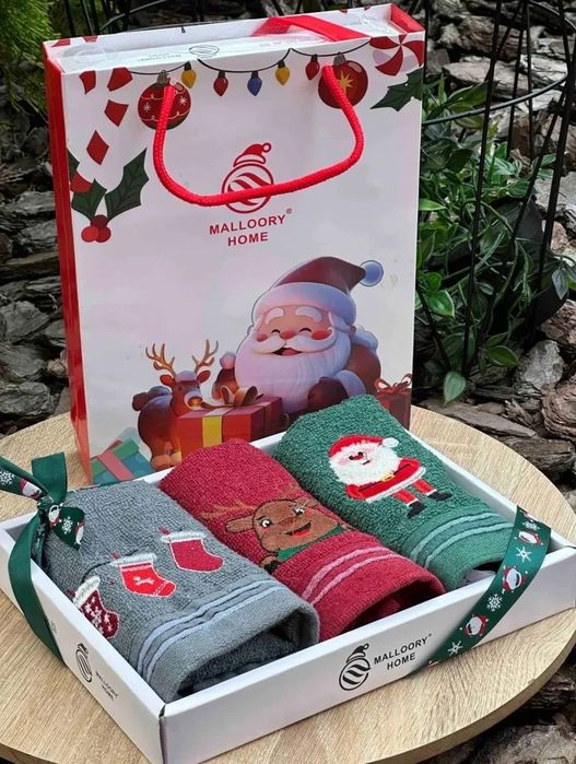 Подарунковий набір рушників махрових новорічний 3 шт.