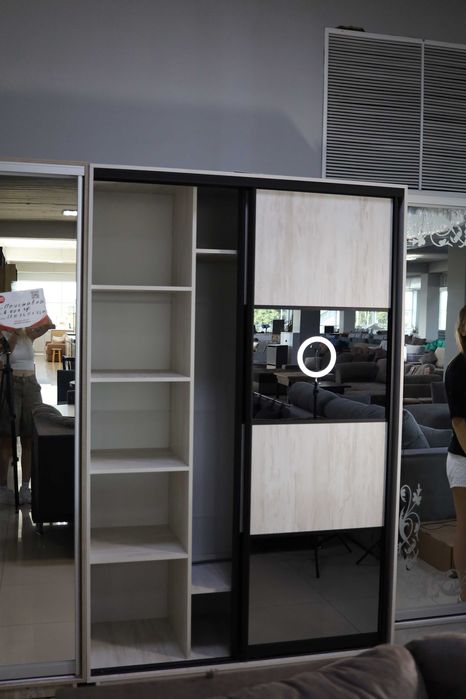 Шафа-купе Гарант 140/60/220 артвуд світлий комбі дзеркало графіт