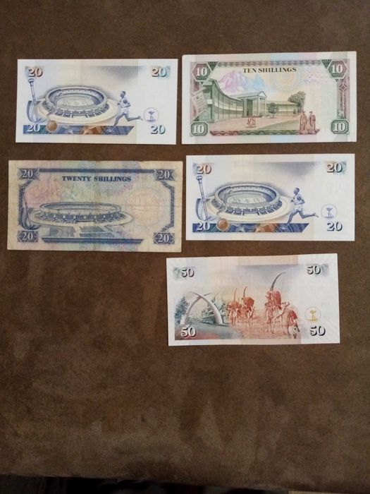 KENYA lote de 5 notas 4 Não Circuladas e 1 Bem conservada