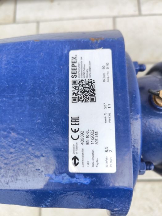 Pompa śrubowa ślimakowa spożywcza Seepex BN 10-6L