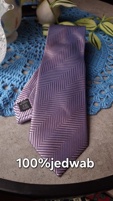 Jedwabny krawat Jasper Conran 100% Jedwab w jodełkę luksusowy retro
