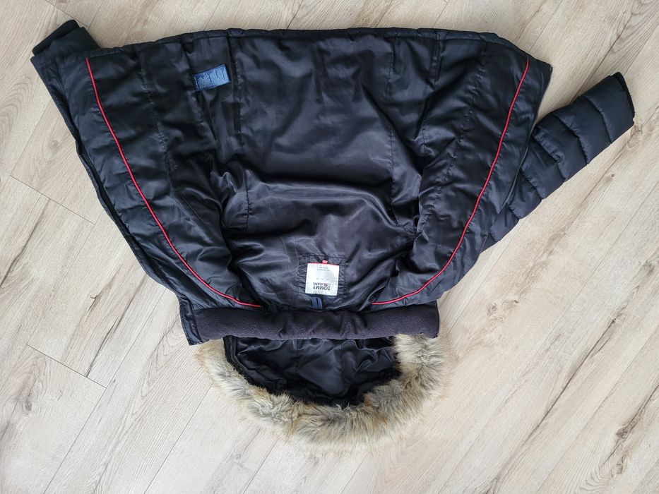 Tommy Hilfiger M 38 kurtka zimowa futerko kaptur puchowa