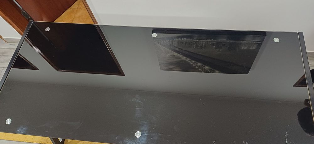 Secretária em metal e vidro