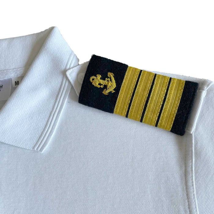 Koszulka mundurowa polo z pagonami biała bawełna 100% L NauticDecor