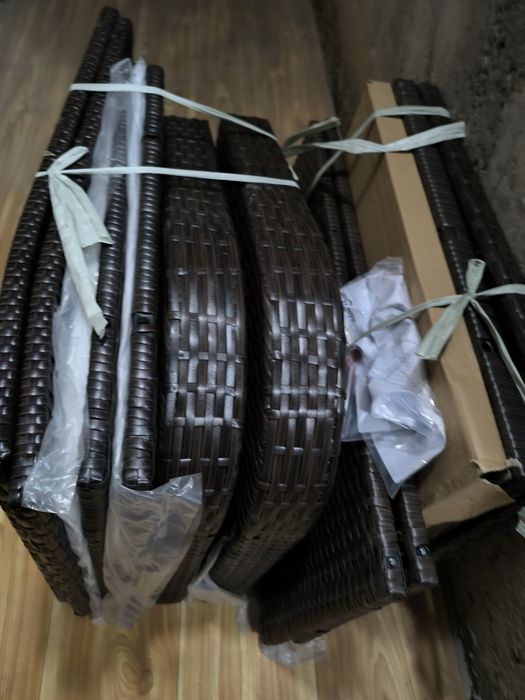 Ratanowa brązowa sofa ogrodowa zestaw z regulowanym stołem,nowe