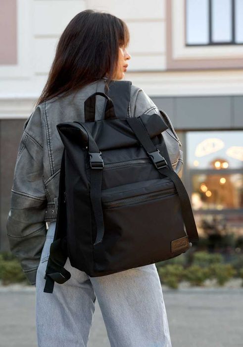 Тканевый спортивный женский черный рдкзак, полиэстер, из ткани